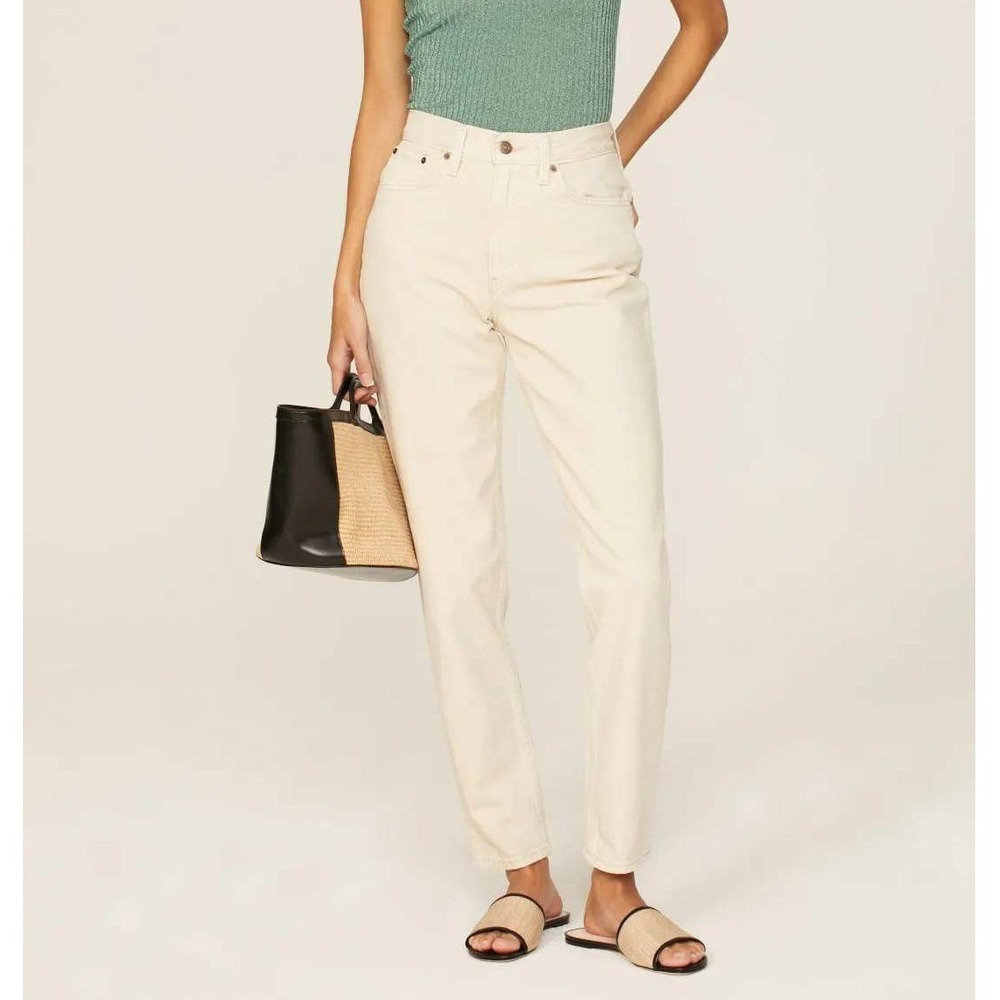 Levi's 80s Mom Jeans Womens 31 Cream High Rise Tapered Leg Denim Pants Neutral
